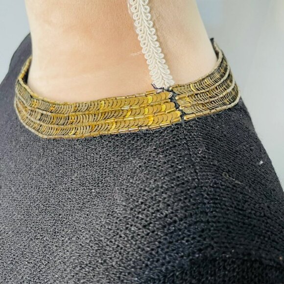 Vintage 80's Don Sayres for Wellmore Wool & Rayon Knit Beaded Sequin Dress 6 - Picture 5 of 7